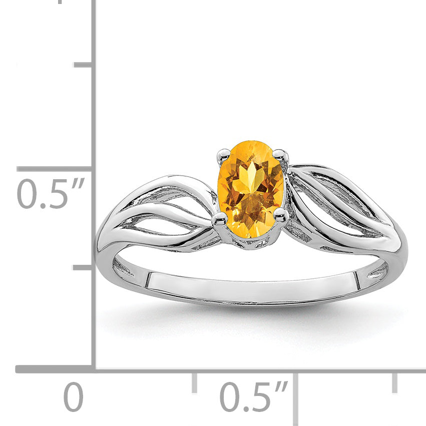 Sterling Silver Rhodium-plated Citrine Ring