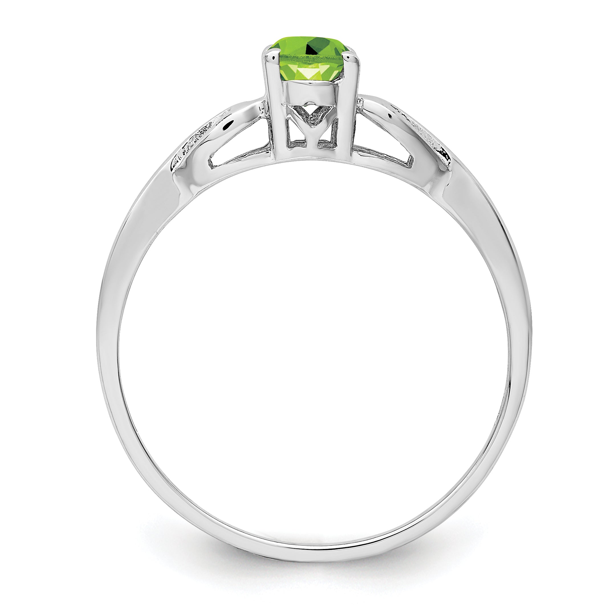 Sterling Silver Rhodium-plated Peridot Ring