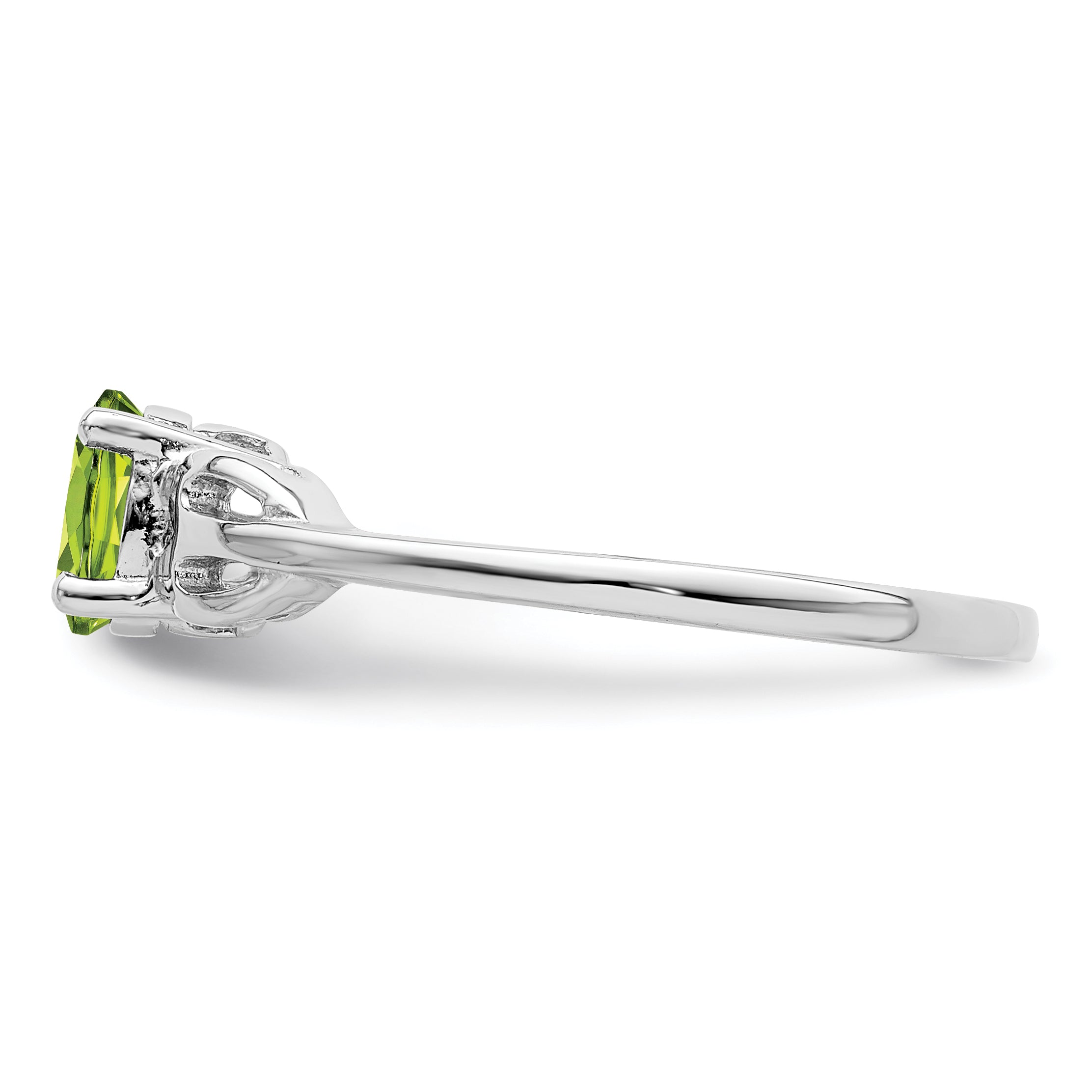 Sterling Silver Rhodium-plated Peridot Ring