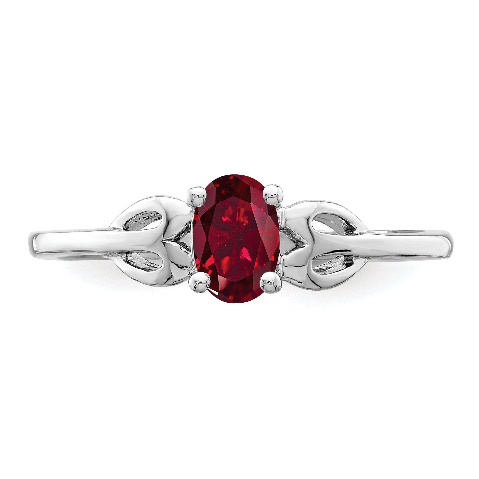 Sterling Silver Rhodium-plated Created Ruby Ring