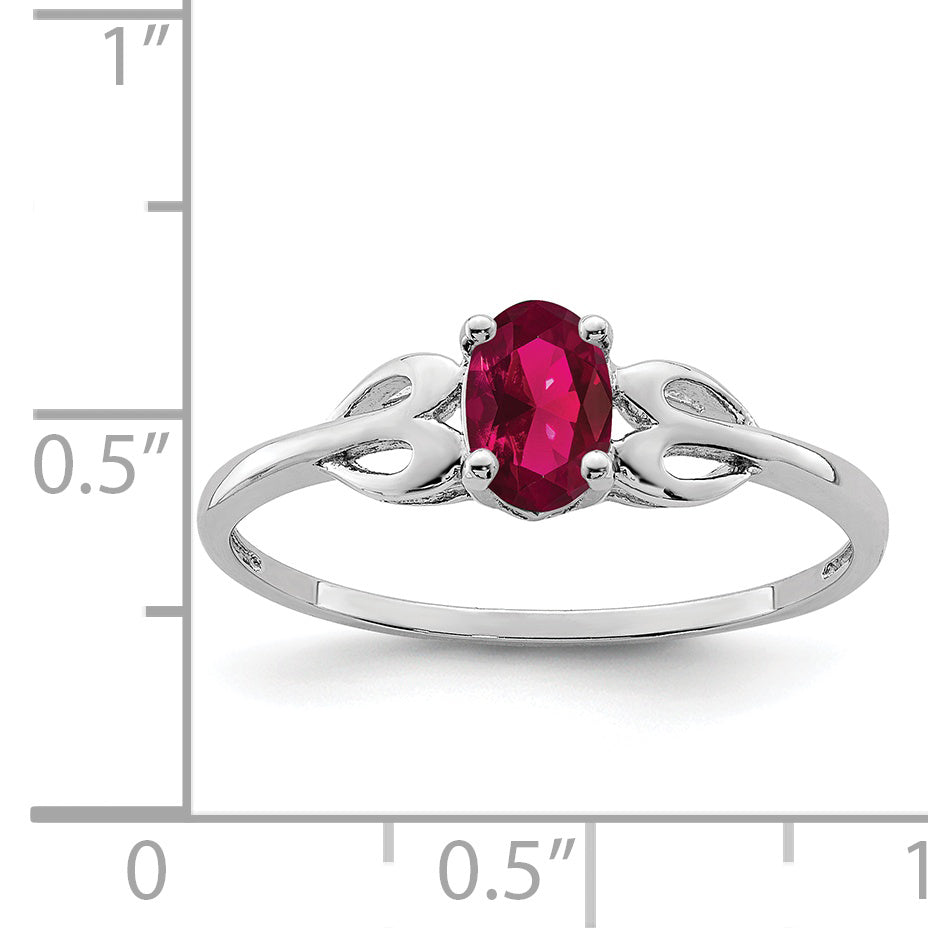 Sterling Silver Rhodium-plated Created Ruby Ring