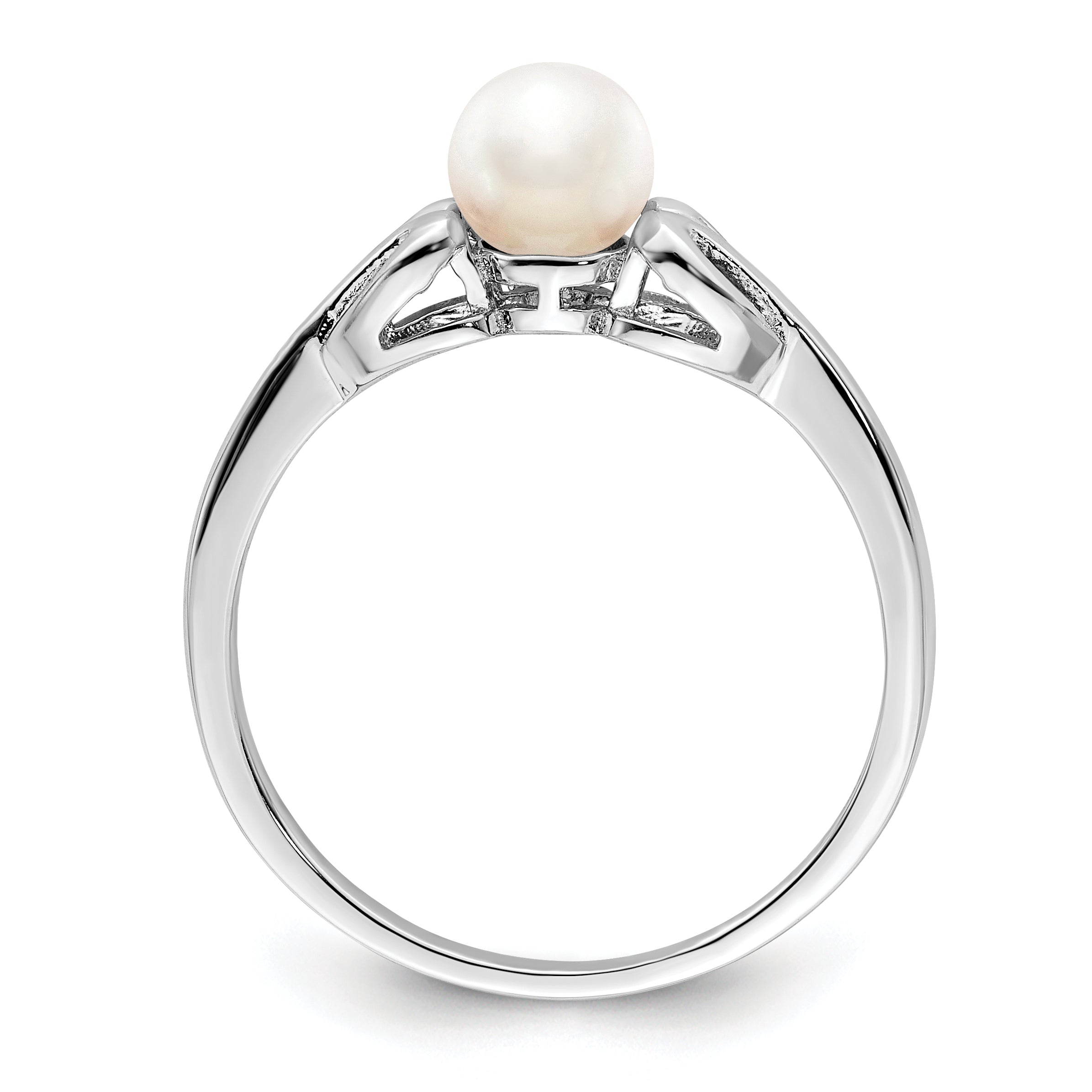 Sterling Silver Rhodium-plated FW Cultured Pearl Ring