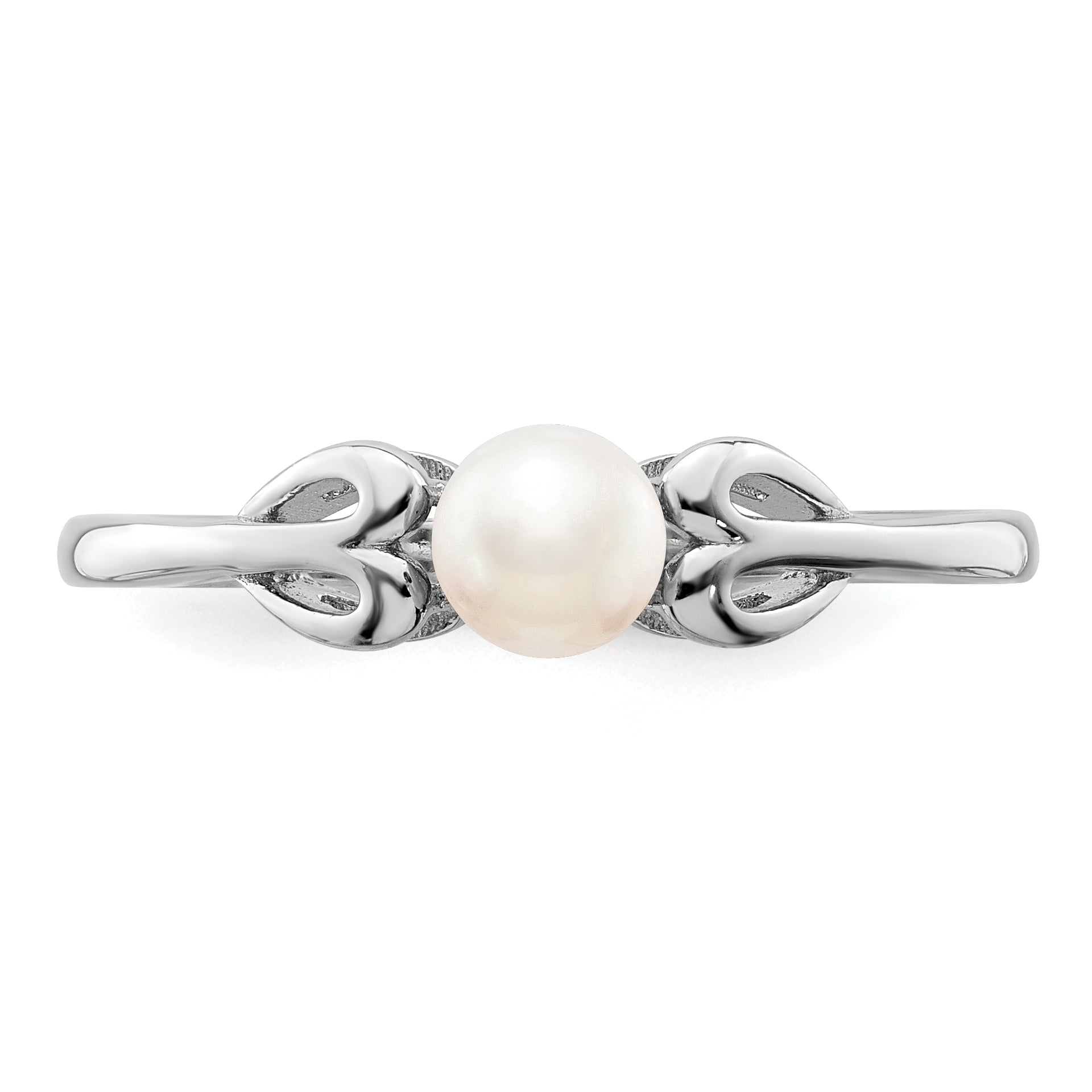 Sterling Silver Rhodium-plated FW Cultured Pearl Ring