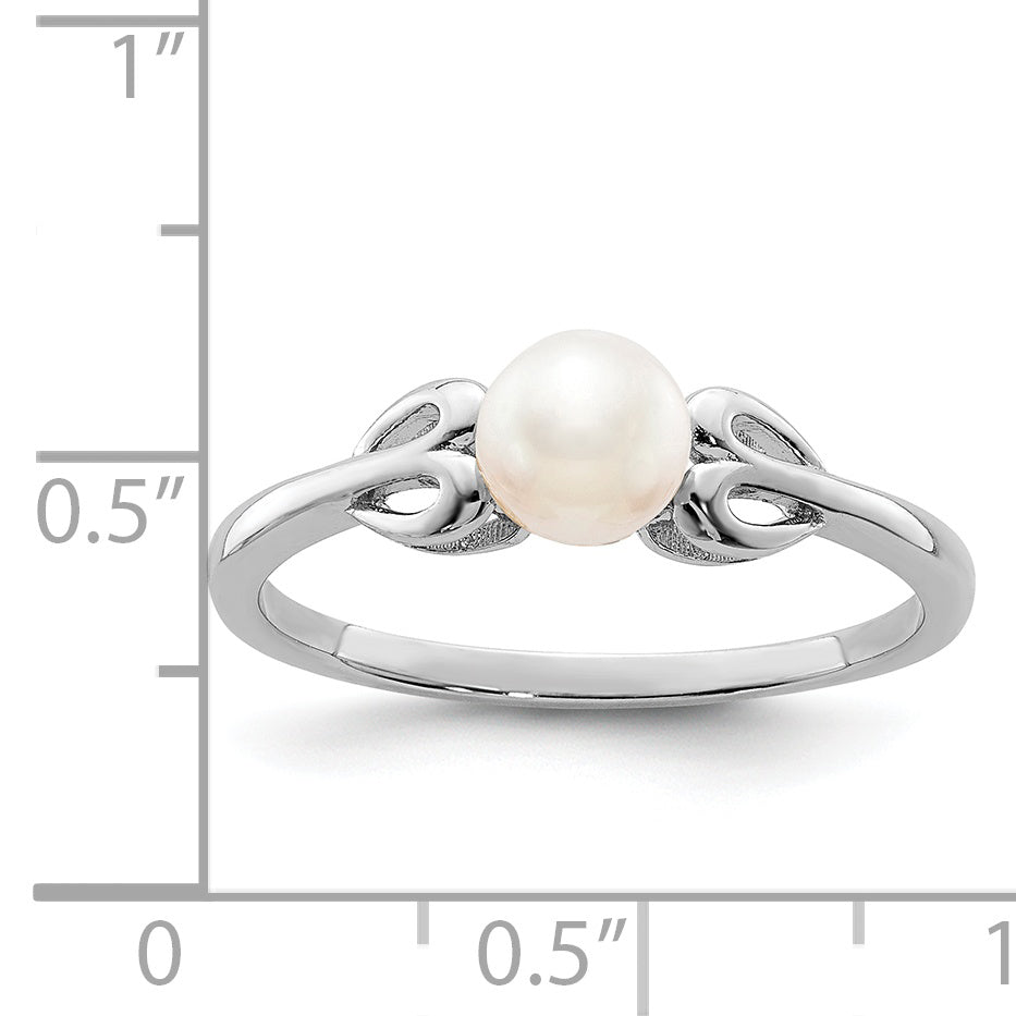 Sterling Silver Rhodium-plated FW Cultured Pearl Ring
