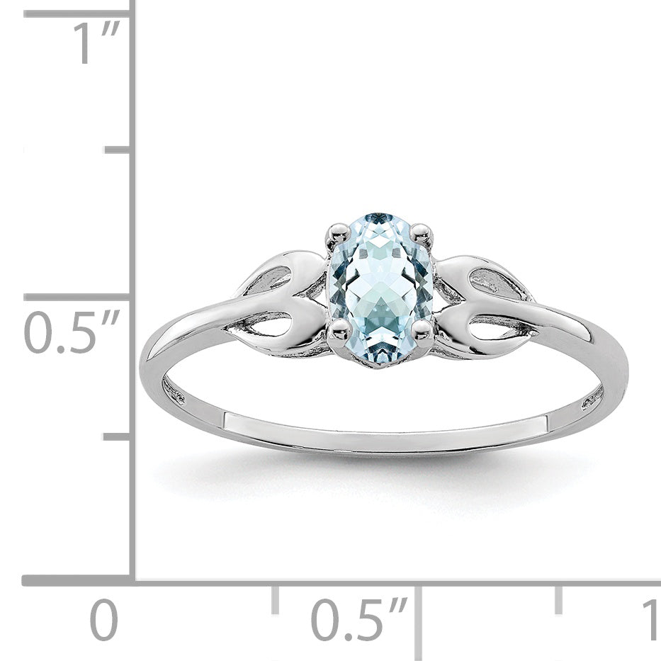 Sterling Silver Rhodium-plated Aquamarine Ring
