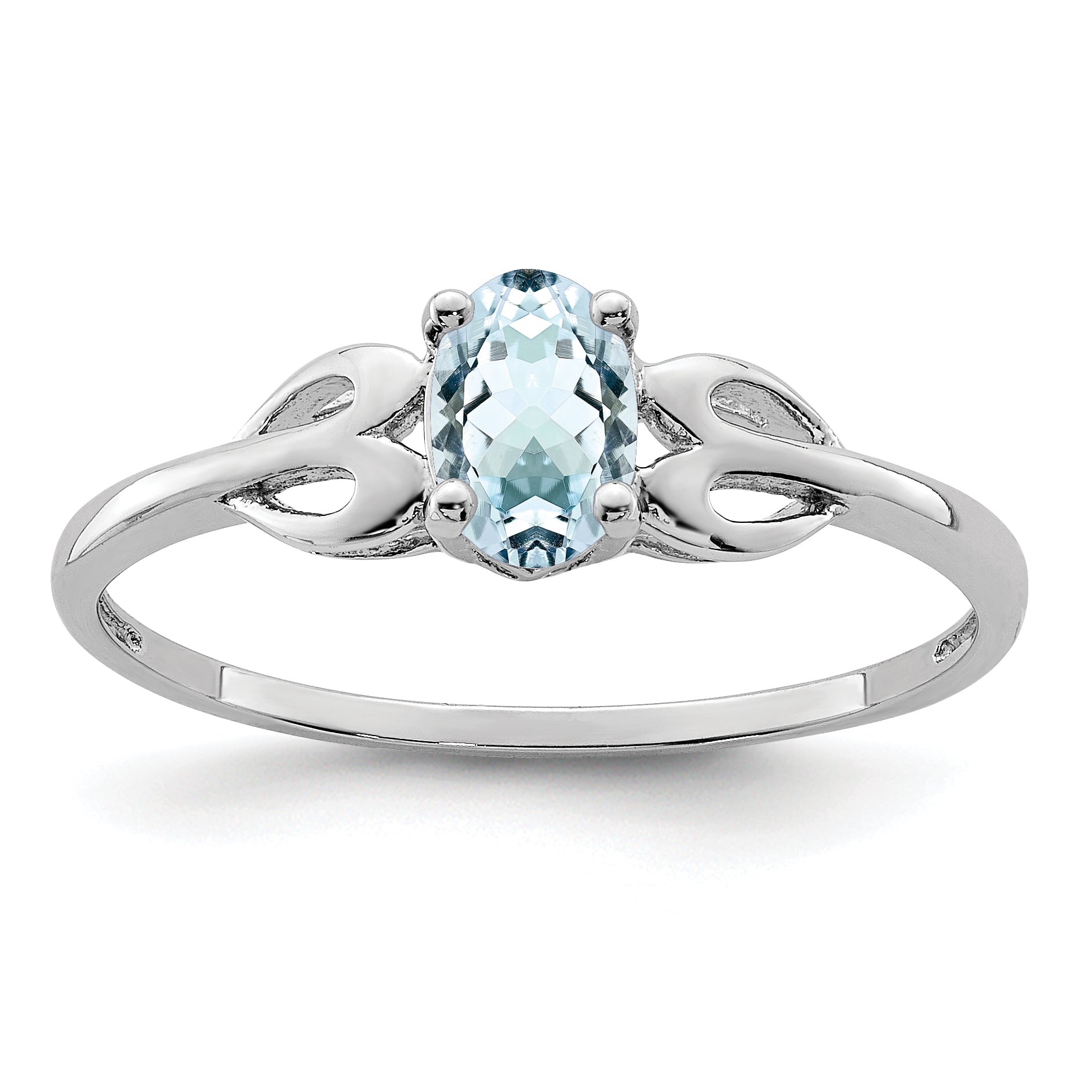Sterling Silver Rhodium-plated Aquamarine Ring