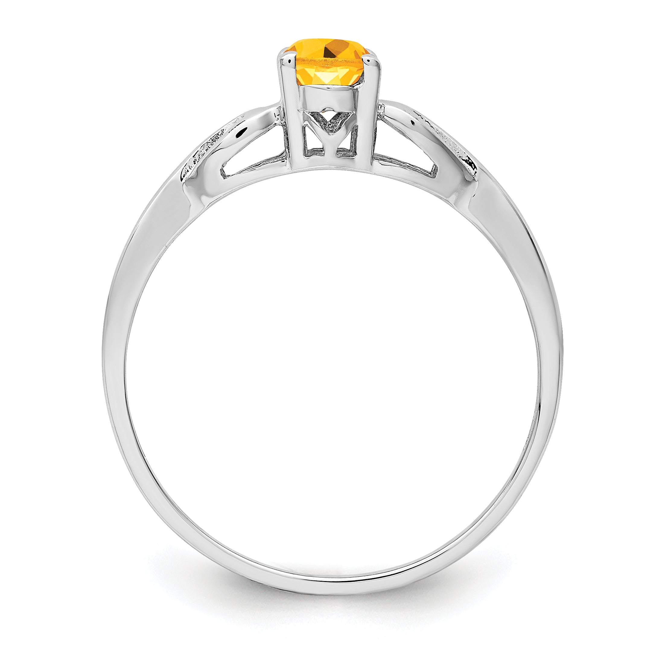 Sterling Silver Rhodium-plated Citrine Ring