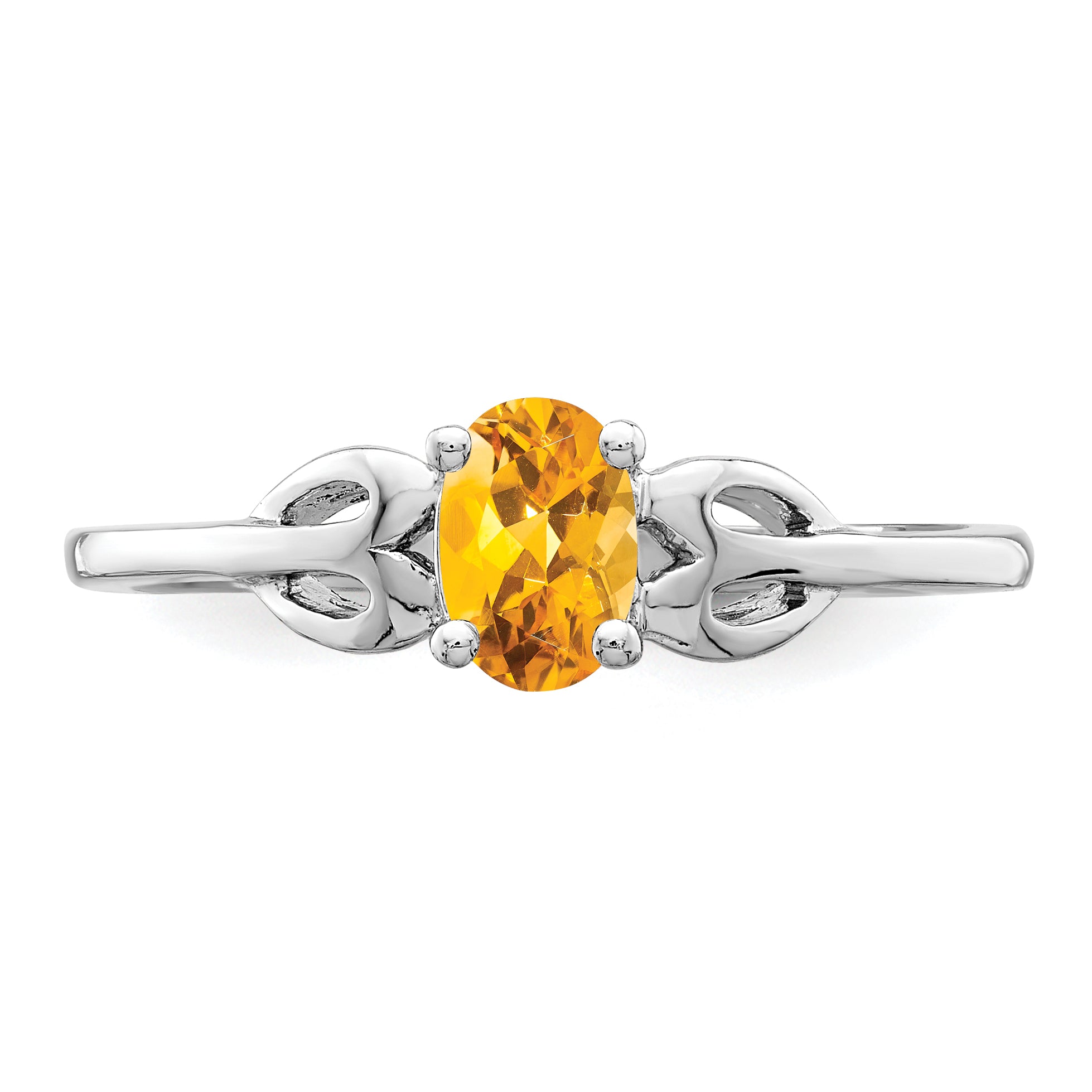 Sterling Silver Rhodium-plated Citrine Ring