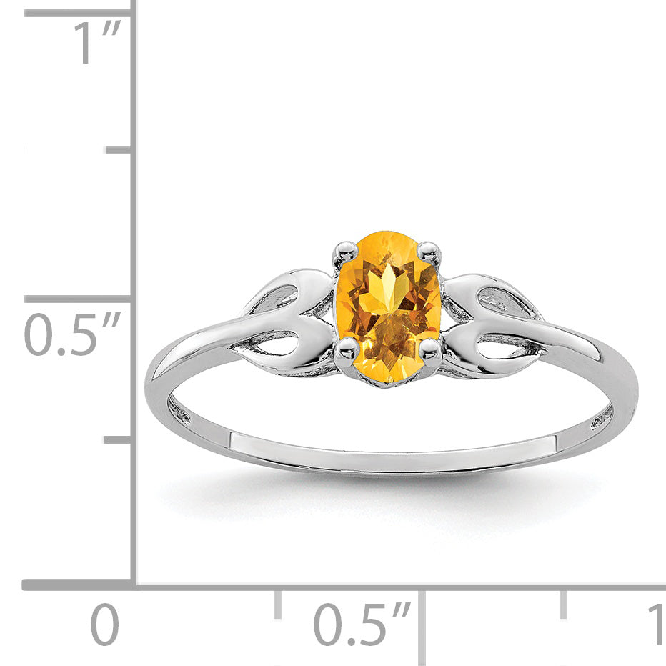 Sterling Silver Rhodium-plated Citrine Ring
