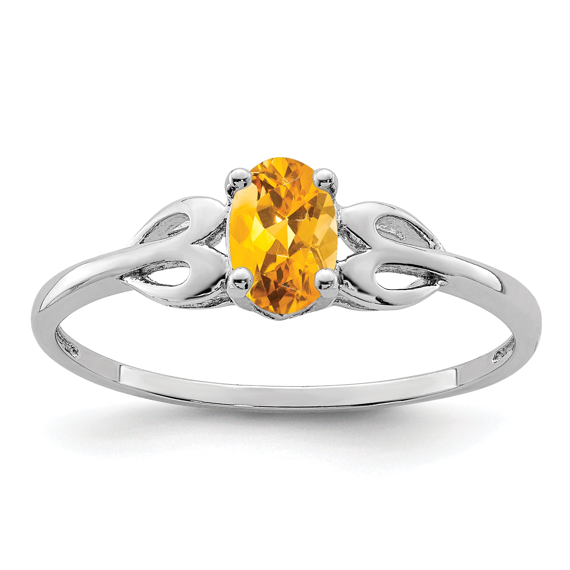 Sterling Silver Rhodium-plated Citrine Ring