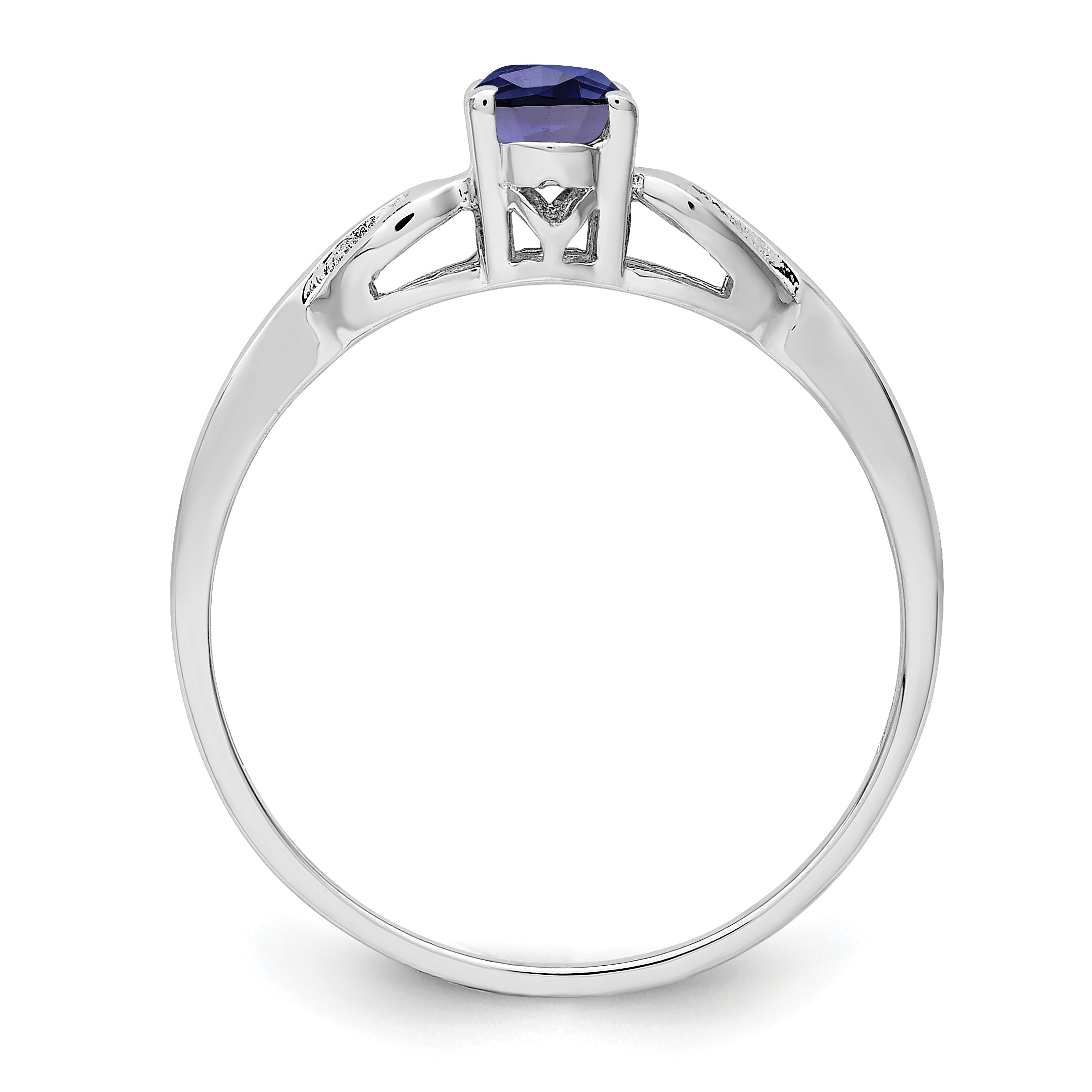 Sterling Silver Rhodium-plated Created Sapphire Ring