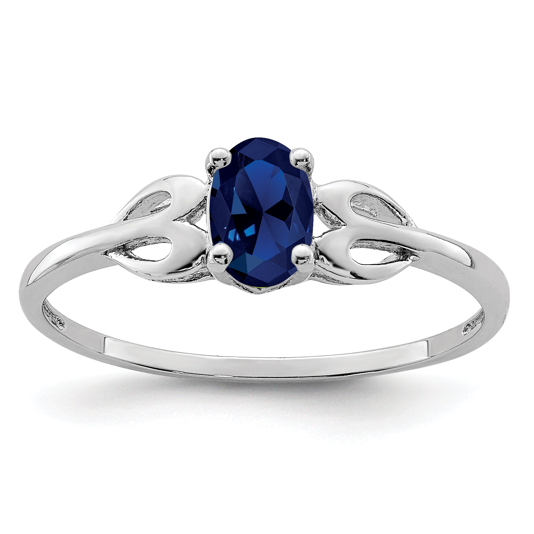 Sterling Silver Rhodium-plated Created Sapphire Ring