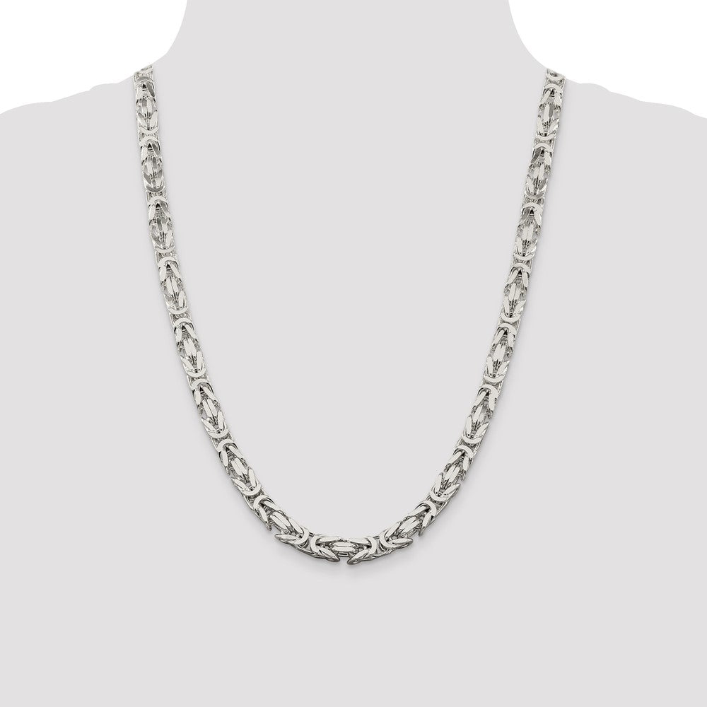 Sterling Silver 7.5mm Byzantine Chain