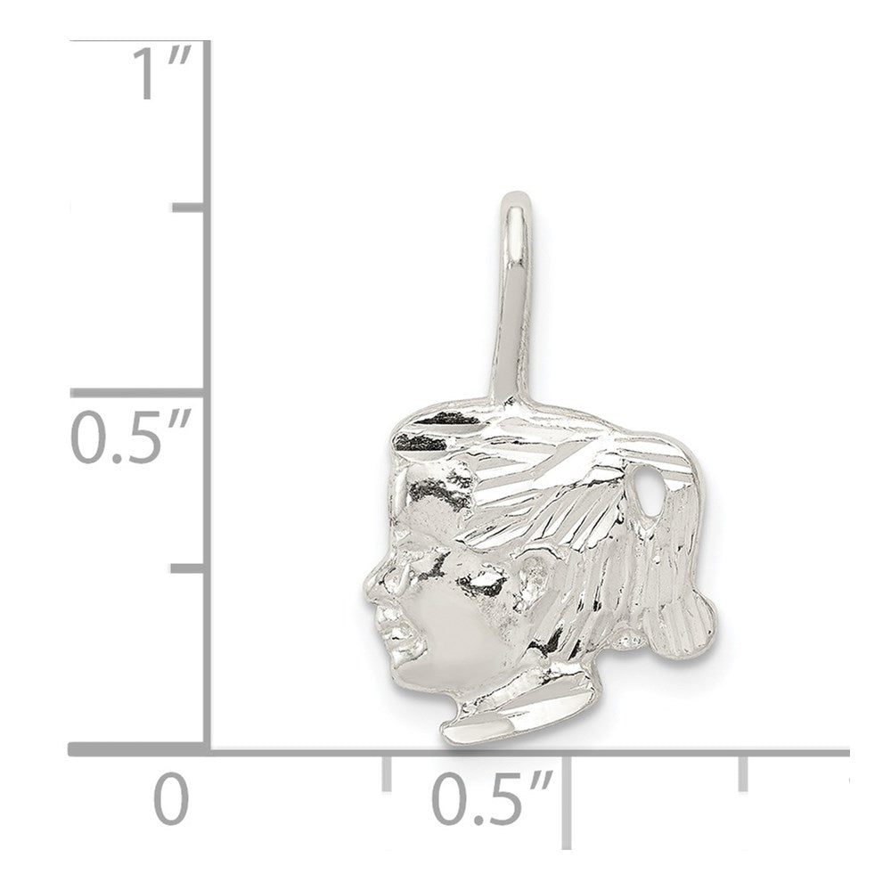 Sterling Silver Girl Head Charm