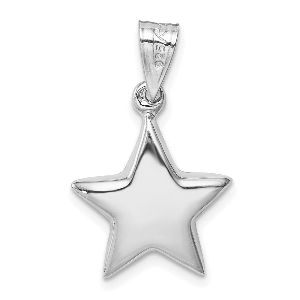 Sterling Silver Rhodium-plated Star Charm