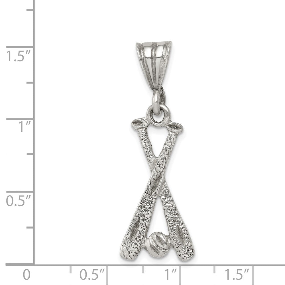 Sterling Silver Two Bats & a Ball Charm