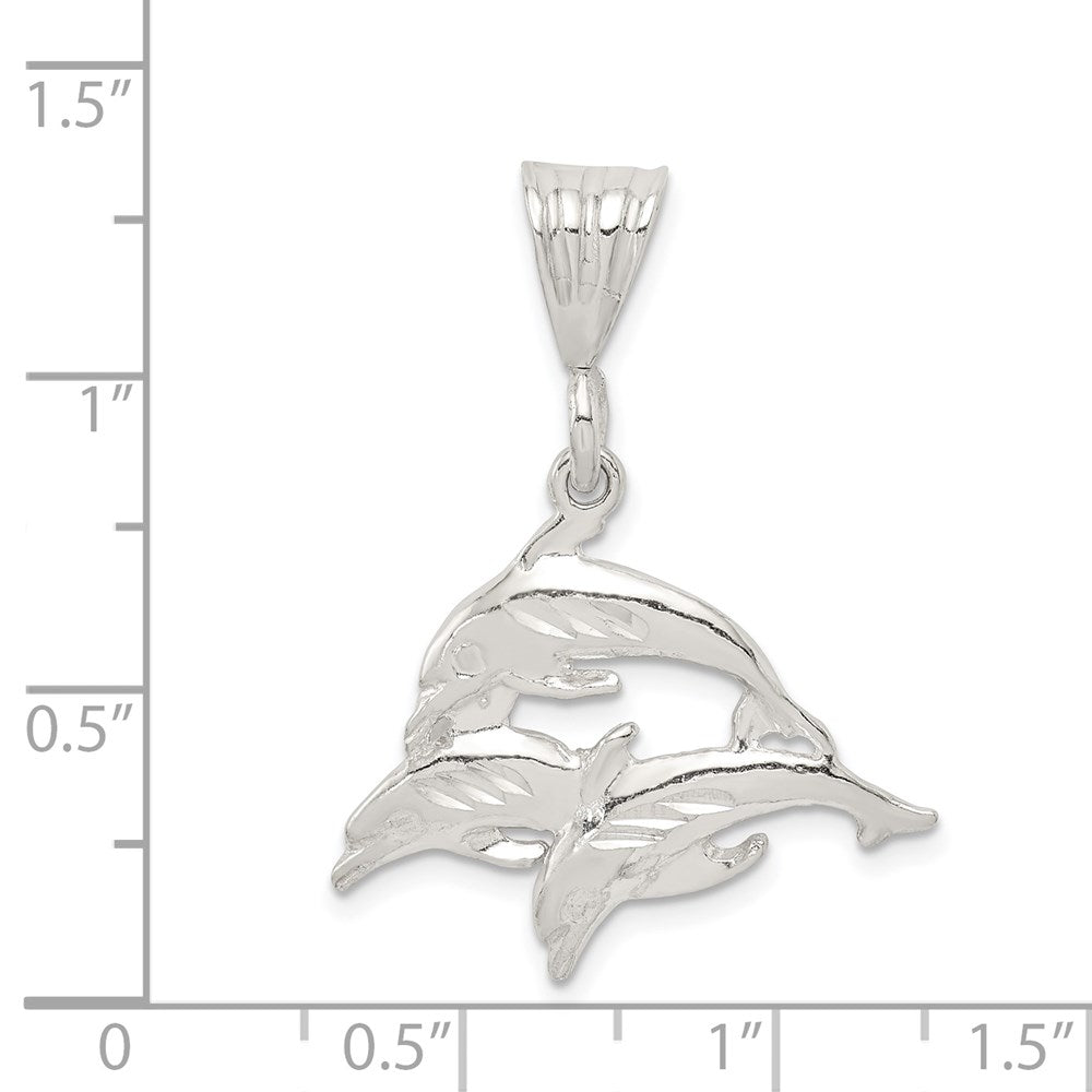 Sterling Silver Trio of Dolphins Pendant