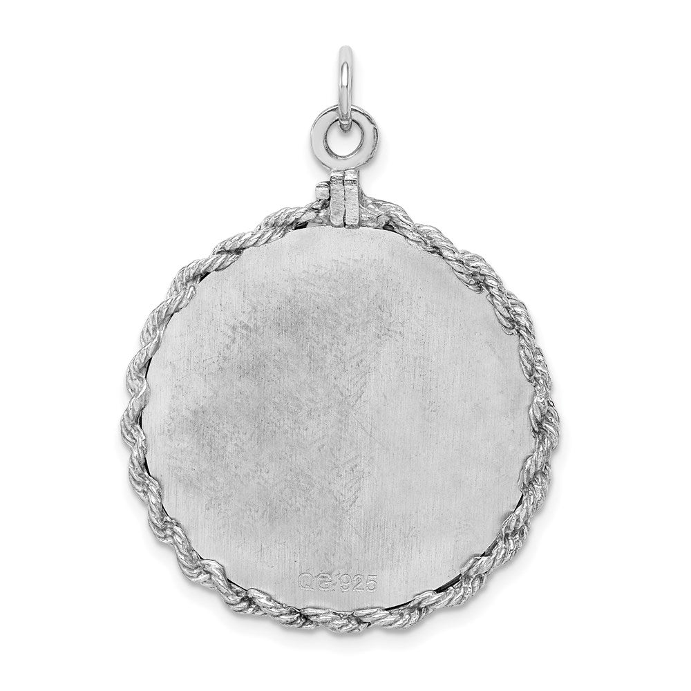 Sterling Silver Rhodium-plated 25th Anniversary Disc Charm