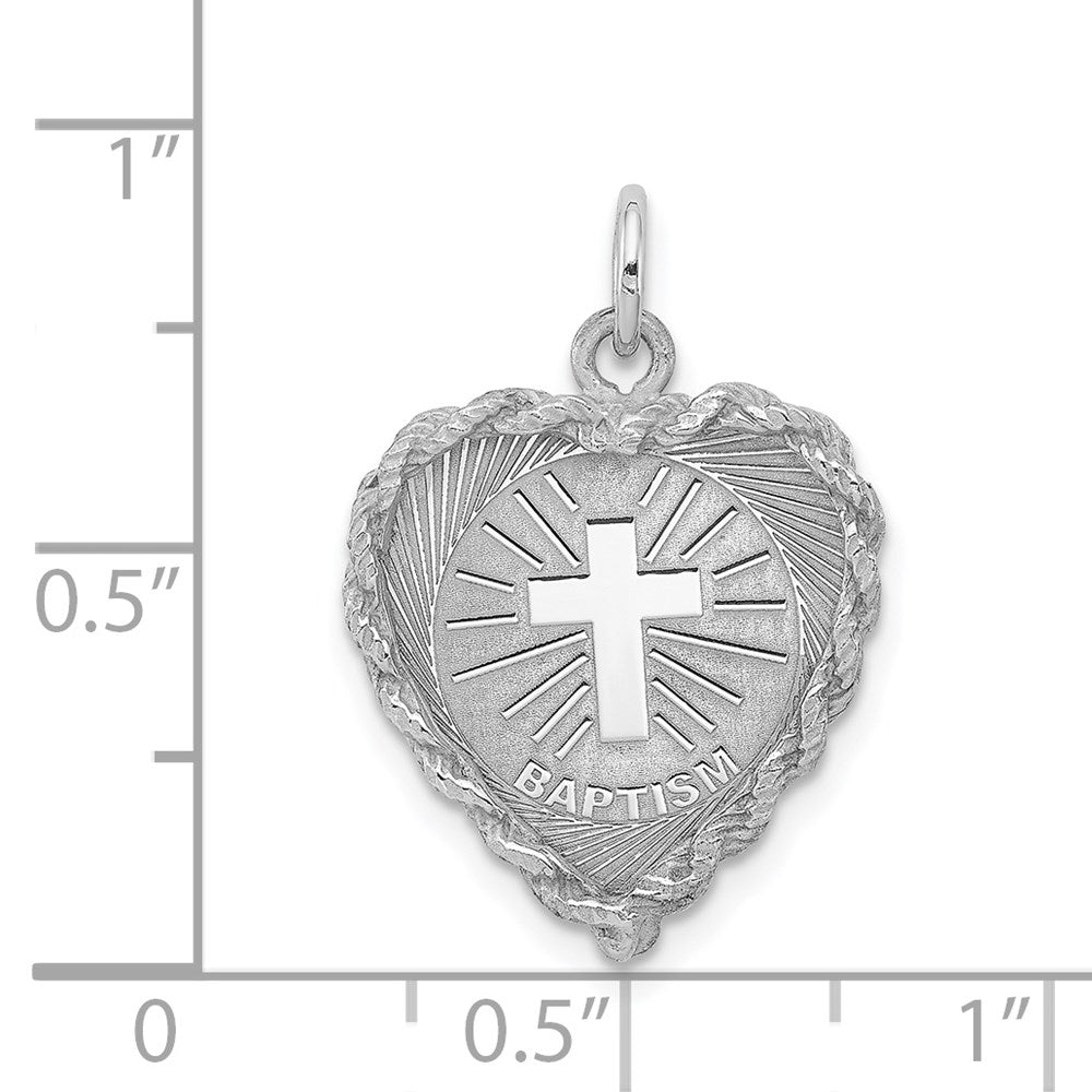 Sterling Silver Rhodium-plated Baptism Disc Charm