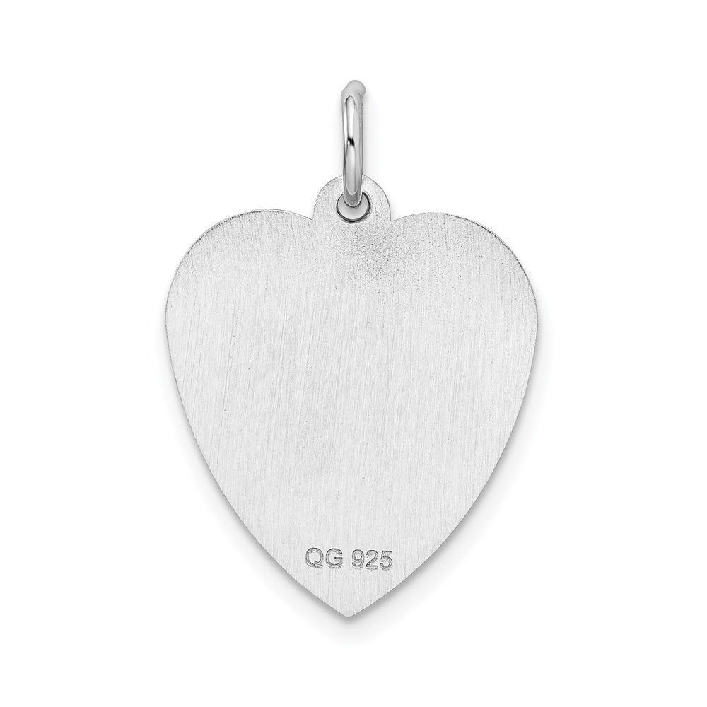 Sterling Silver Rhodium-plated Sweet Sixteen Heart Disc Charm