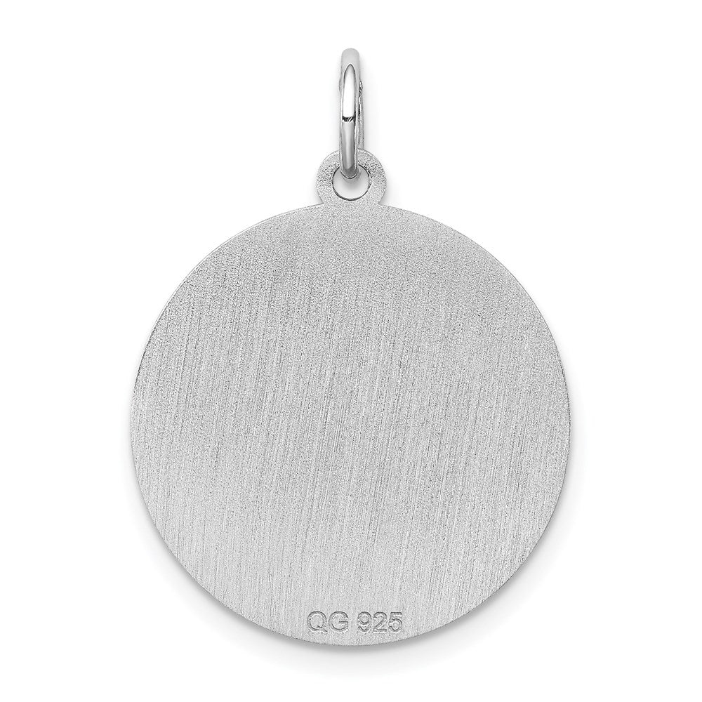 Sterling Silver Rhodium-plated Welsh Corgi Disc Charm