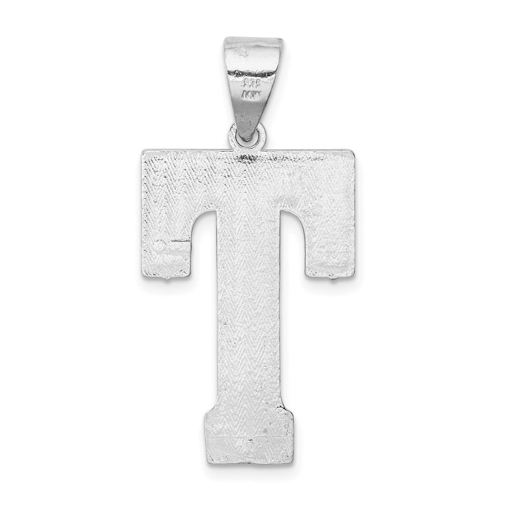 Sterling Silver Rhodium-plated Letter T Initial Pendant