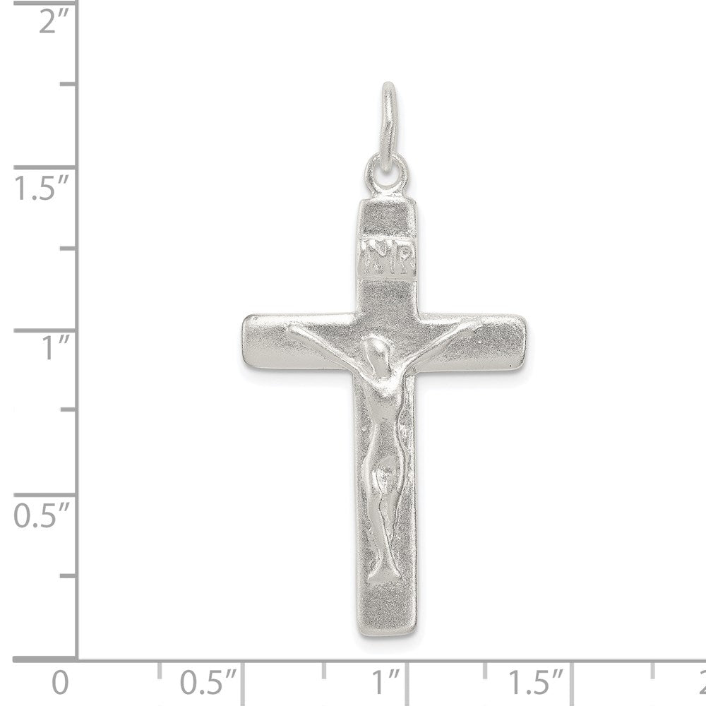 Sterling Silver Satin INRI Crucifix Pendant