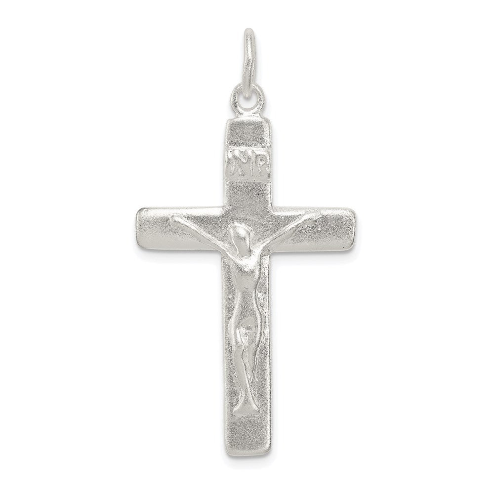 Sterling Silver Satin INRI Crucifix Pendant