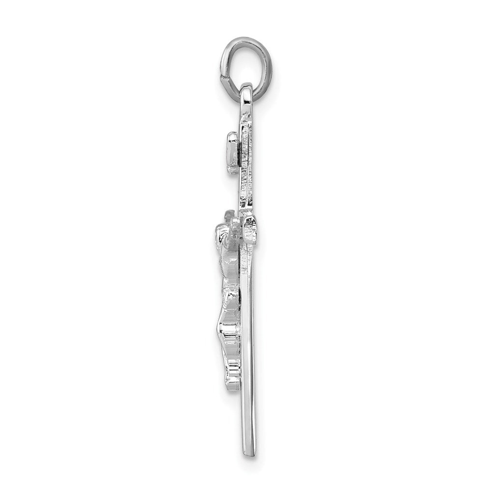 Sterling Silver Rhodium-plated INRI Crucifix Pendant