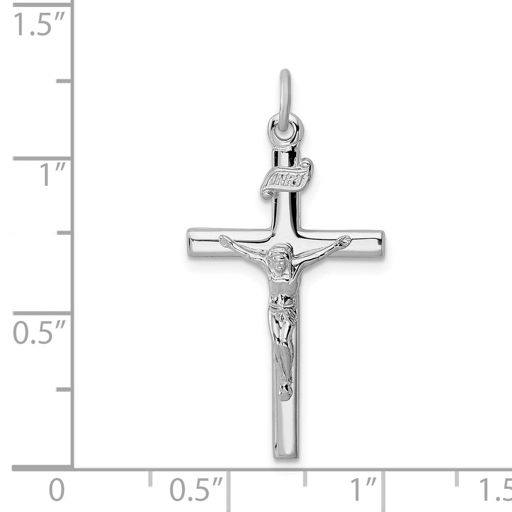 Sterling Silver Rhodium-plated INRI Crucifix Pendant