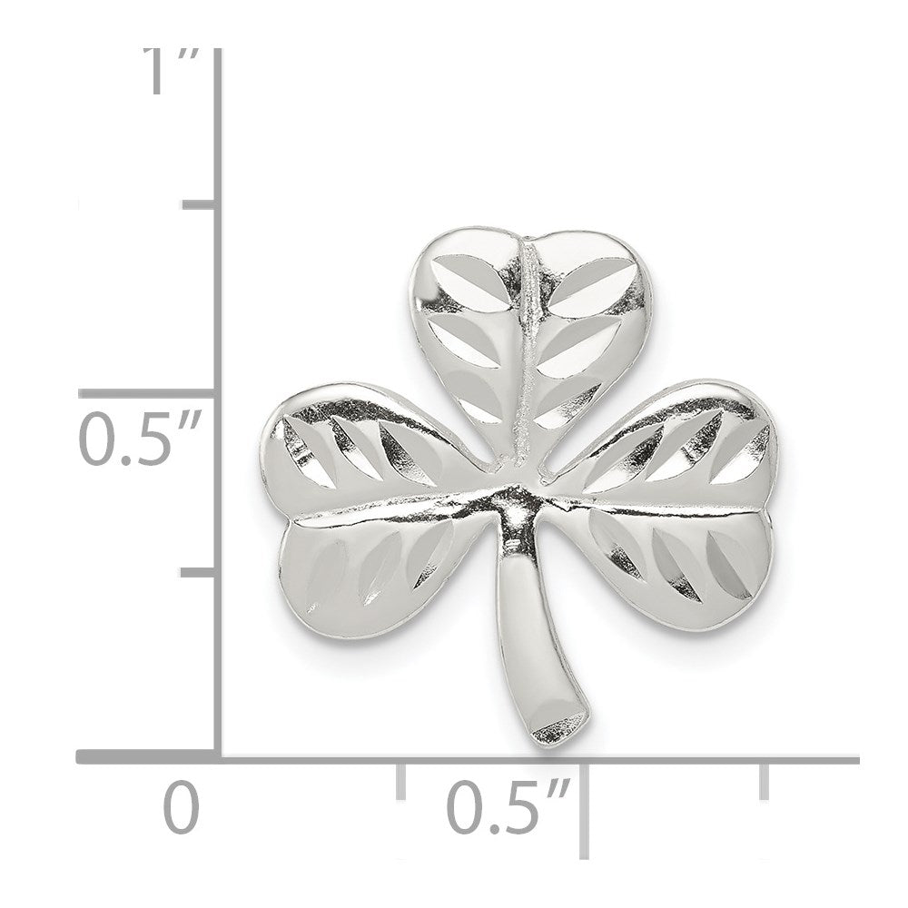 Sterling Silver Polished Diamond-cut Shamrock Chain Slide