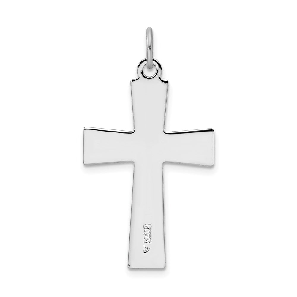 Sterling Silver Rhodium-plated Enameled Latin Cross Charm