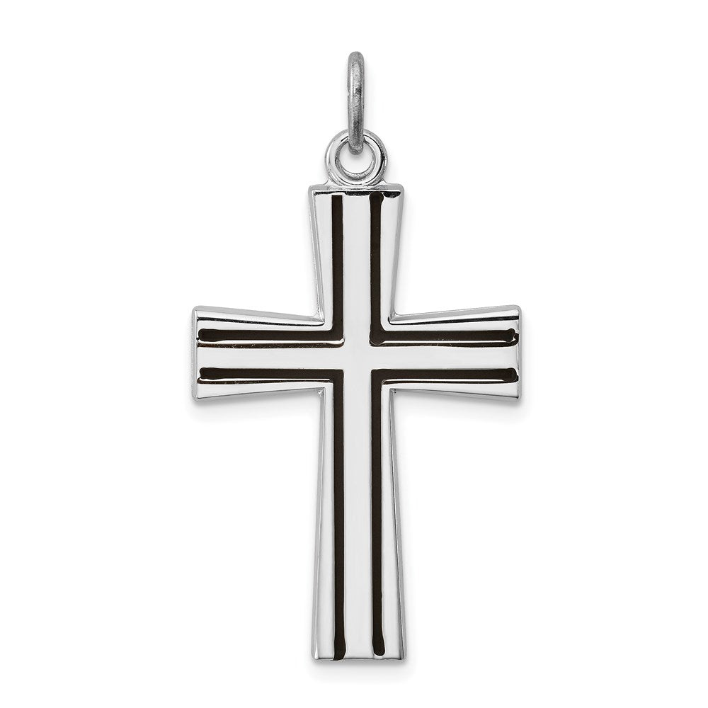 Sterling Silver Rhodium-plated Enameled Latin Cross Charm