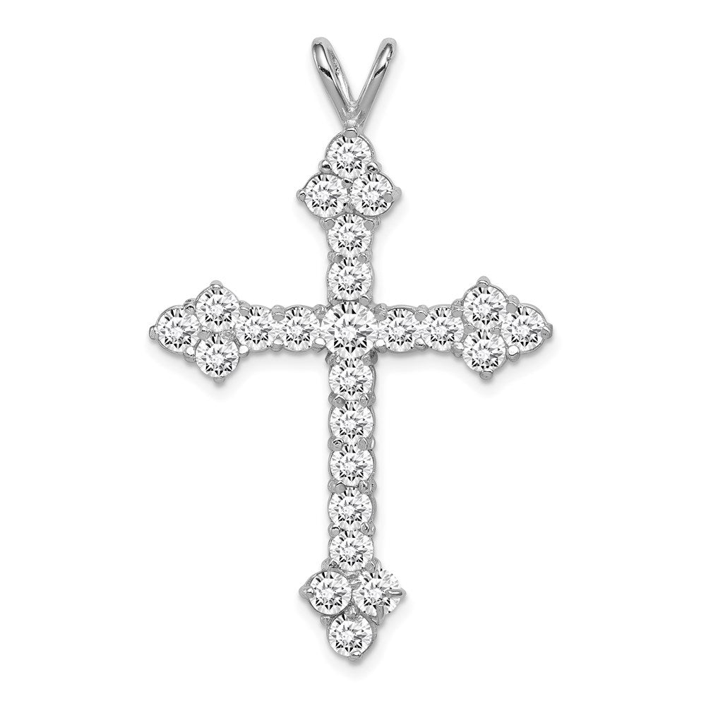 Sterling Silver Rhodium-plated CZ Cross Pendant