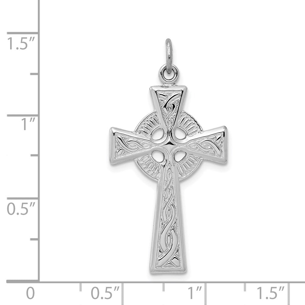 Sterling Silver Rhodium-plated Celtic Cross Pendant