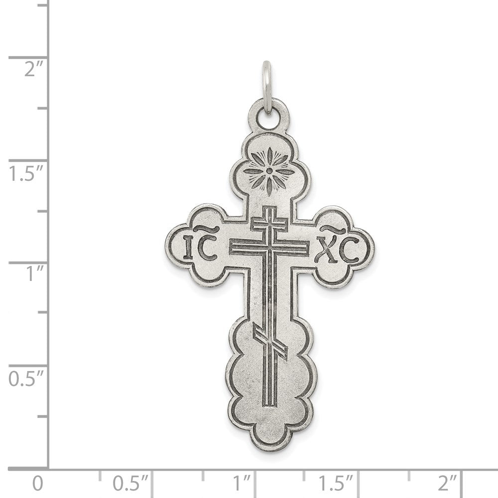Sterling Silver Antiqued Eastern Orthodox Cross Charm