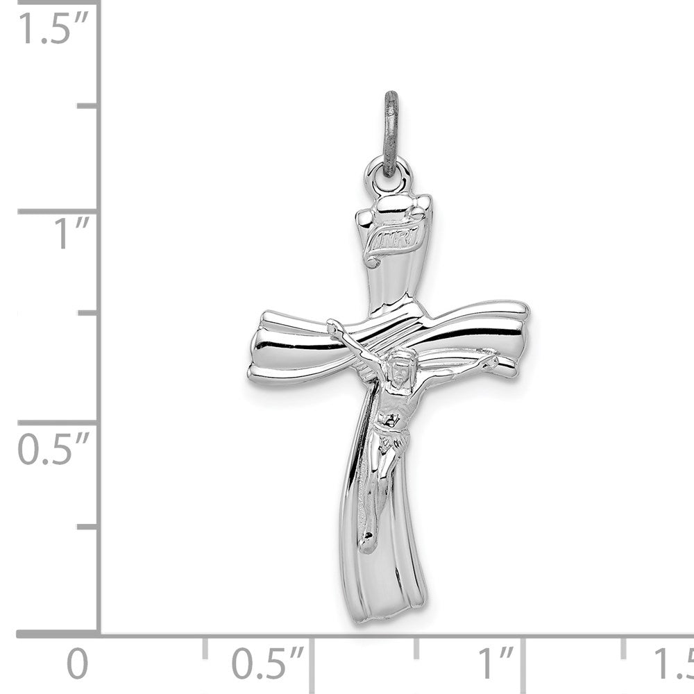 Sterling Silver Rhodium-plated INRI Crucifix Pendant