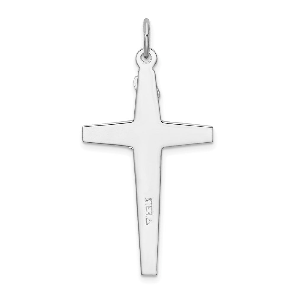 Sterling Silver Rhodium-plated Enameled Crucifix Pendant