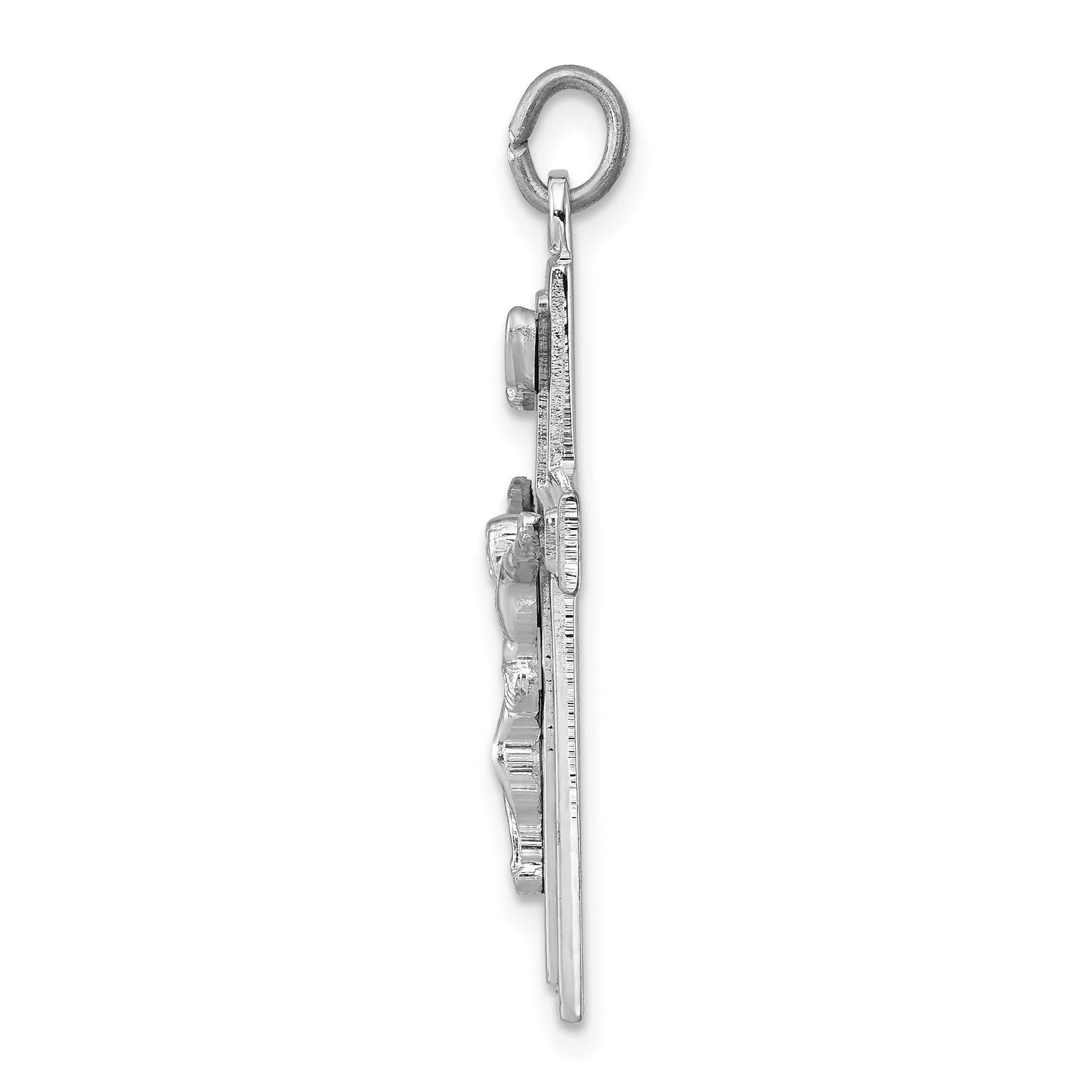 Sterling Silver Platinum-plated Enameled Crucifix Pendant