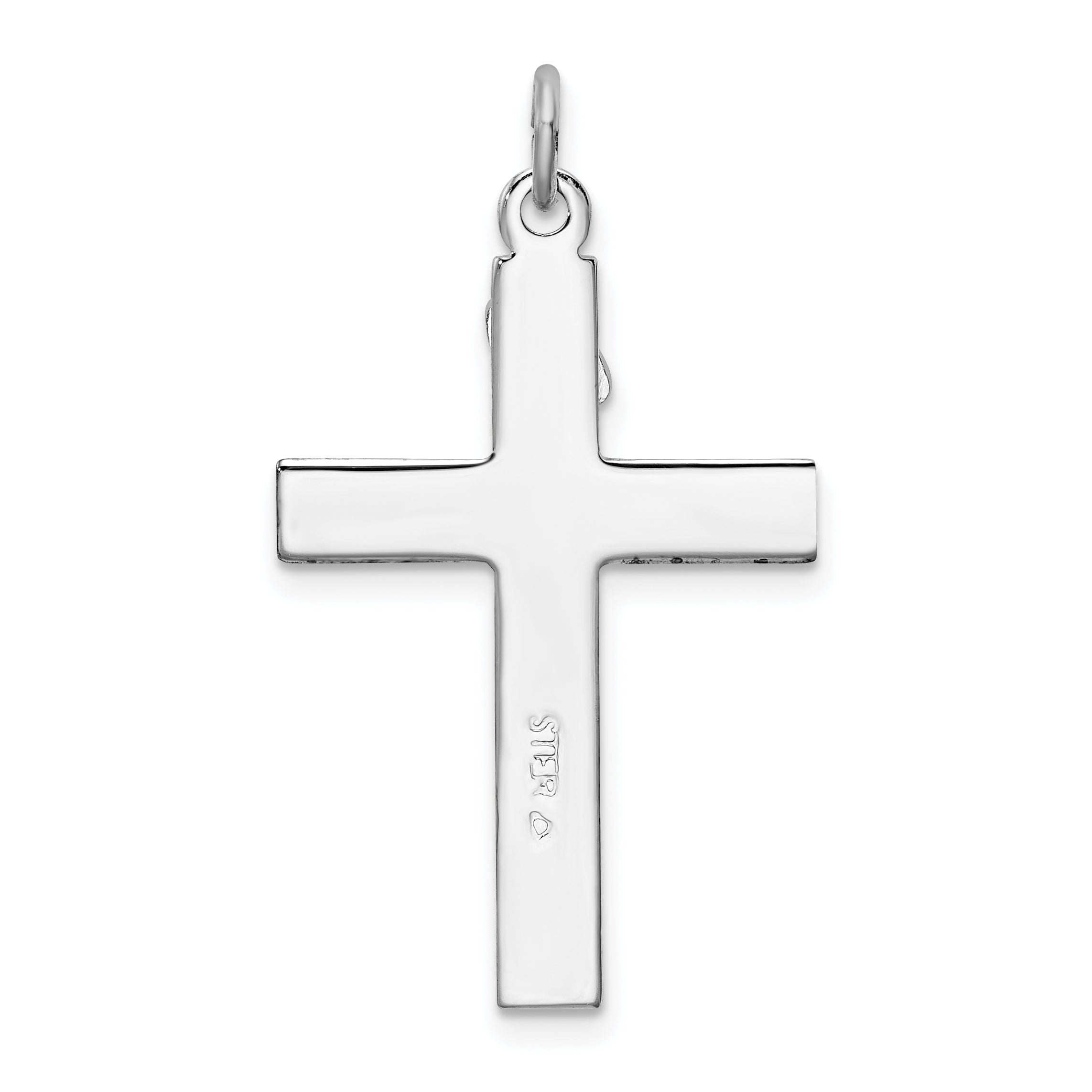 Sterling Silver Platinum-plated Enameled Crucifix Pendant