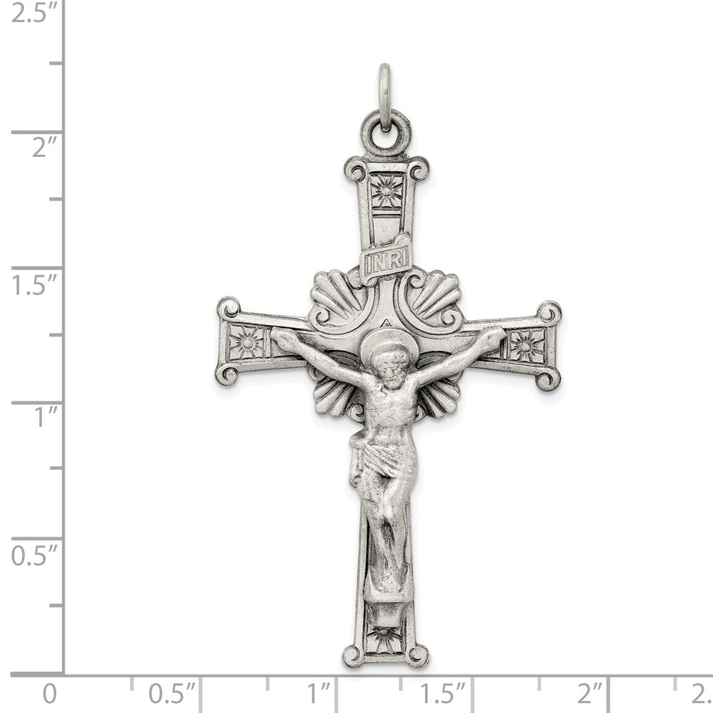 Sterling Silver Antiqued INRI Crucifix Pendant