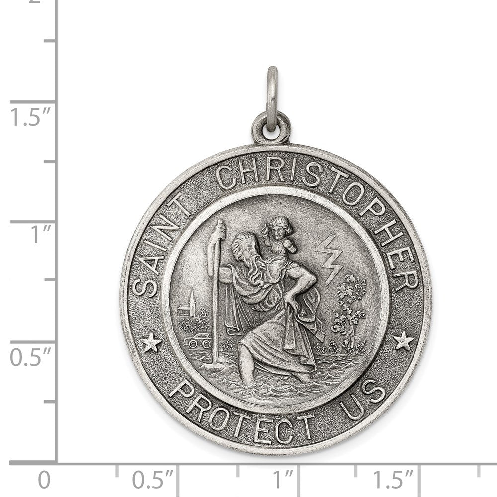 Sterling Silver Antiqued St. Christopher Medal