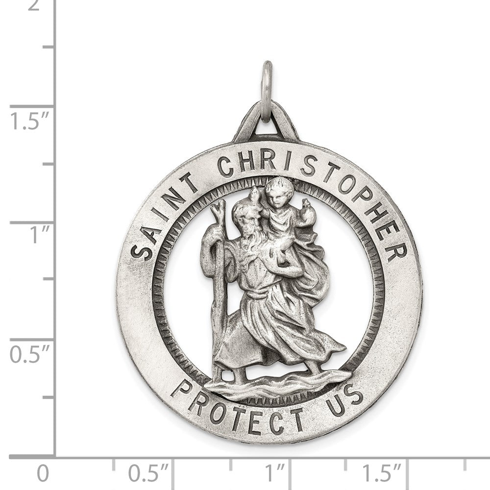 Sterling Silver Antiqued St. Christopher Medal