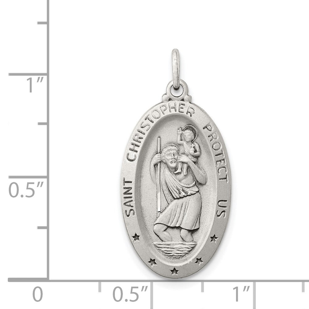 Sterling Silver Antiqued St. Christopher Medal