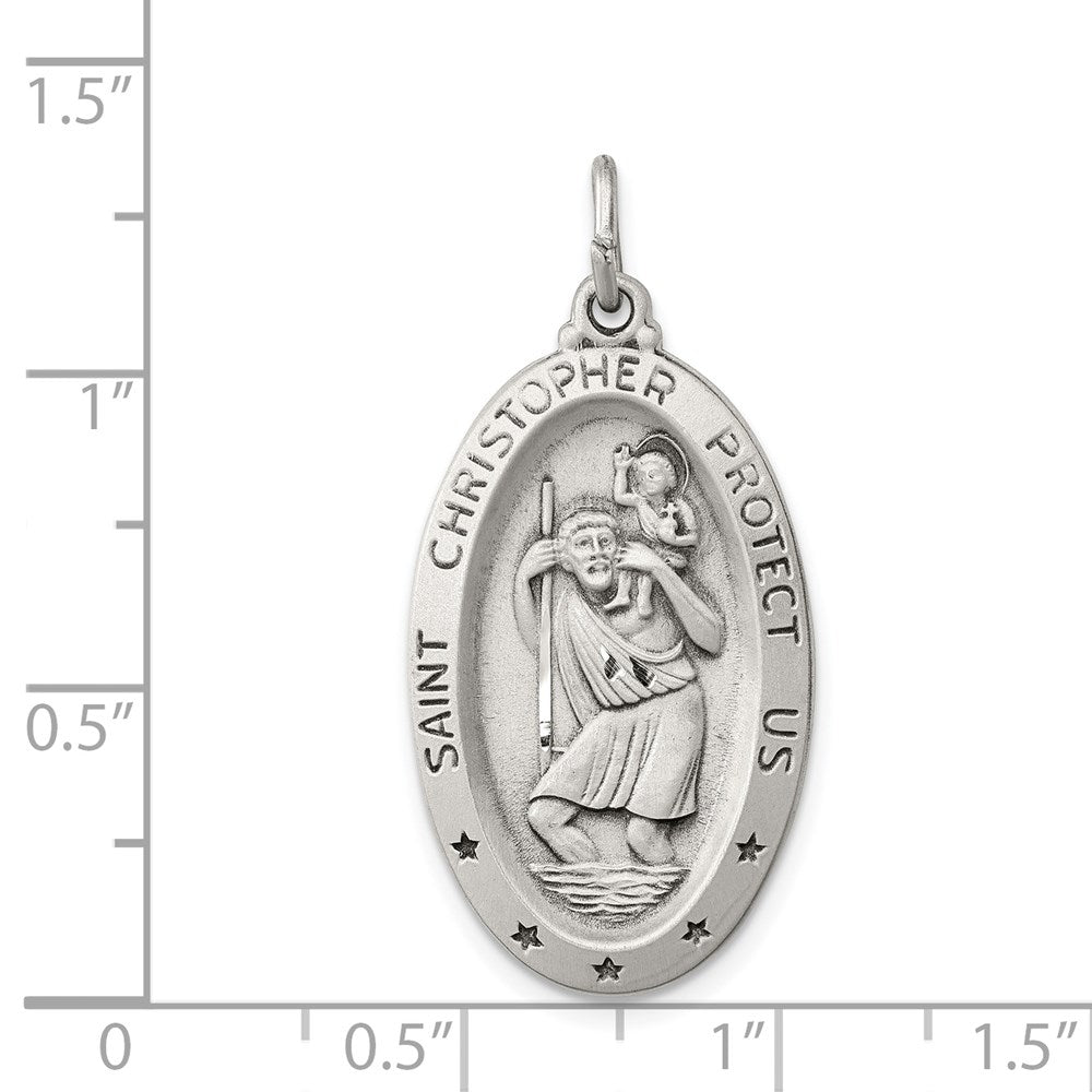 Sterling Silver Antiqued St. Christopher Medal