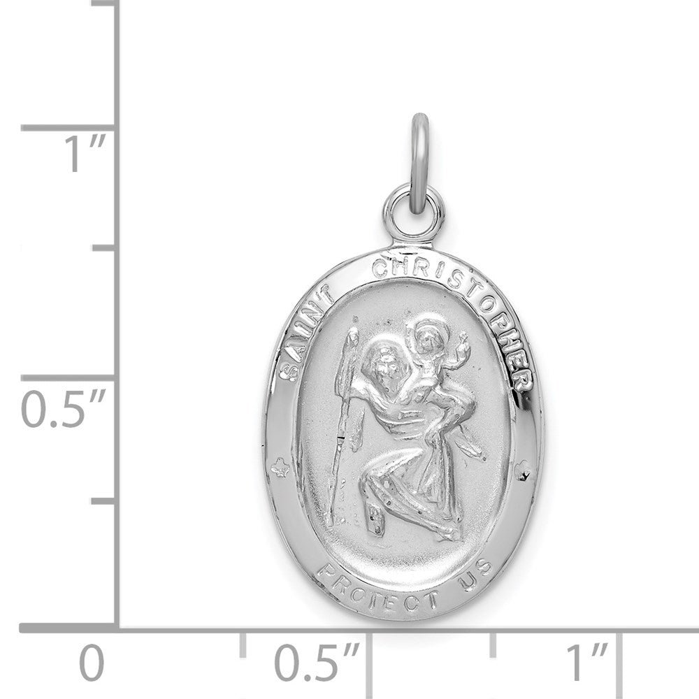 Sterling Silver Rhodium-plated St. Christopher Medal