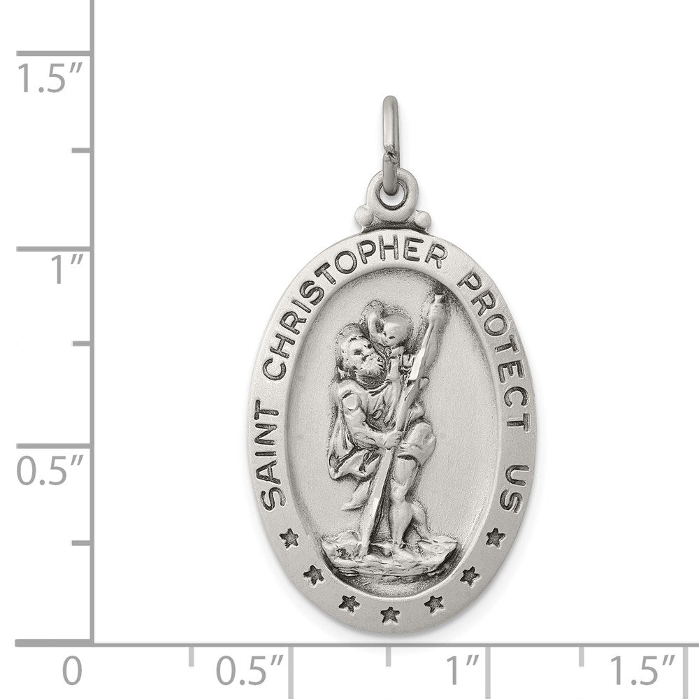 Sterling Silver Antiqued St. Christopher Medal