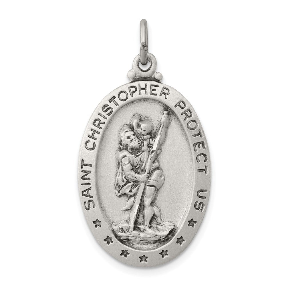 Sterling Silver Antiqued St. Christopher Medal