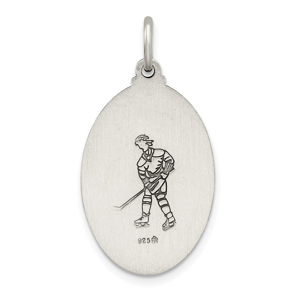 Sterling Silver Antiqued St. Christopher Hockey Medal