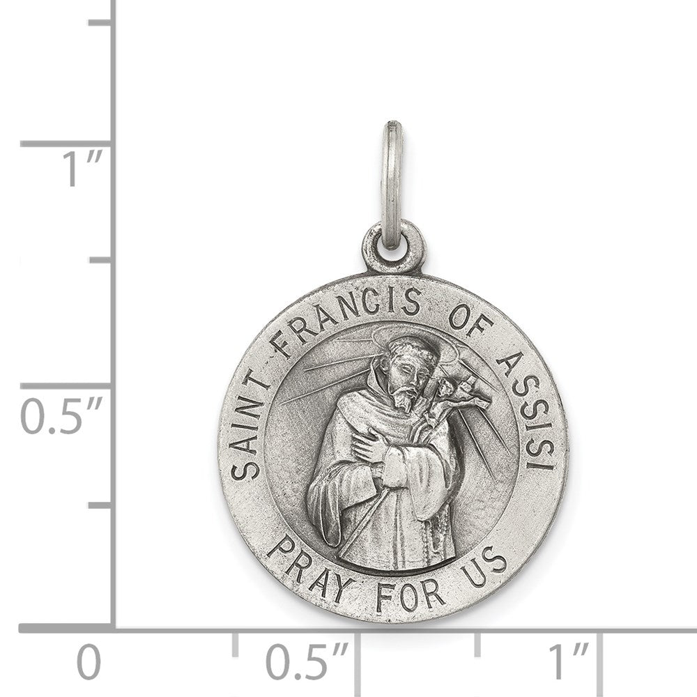 Sterling Silver Antiqued Saint Francis of Assisi Medal
